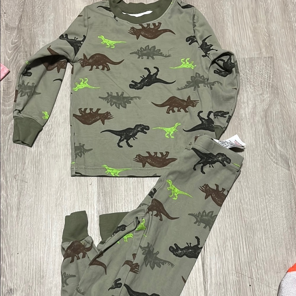 Kids Dinosaur Pajamas - Green and Black